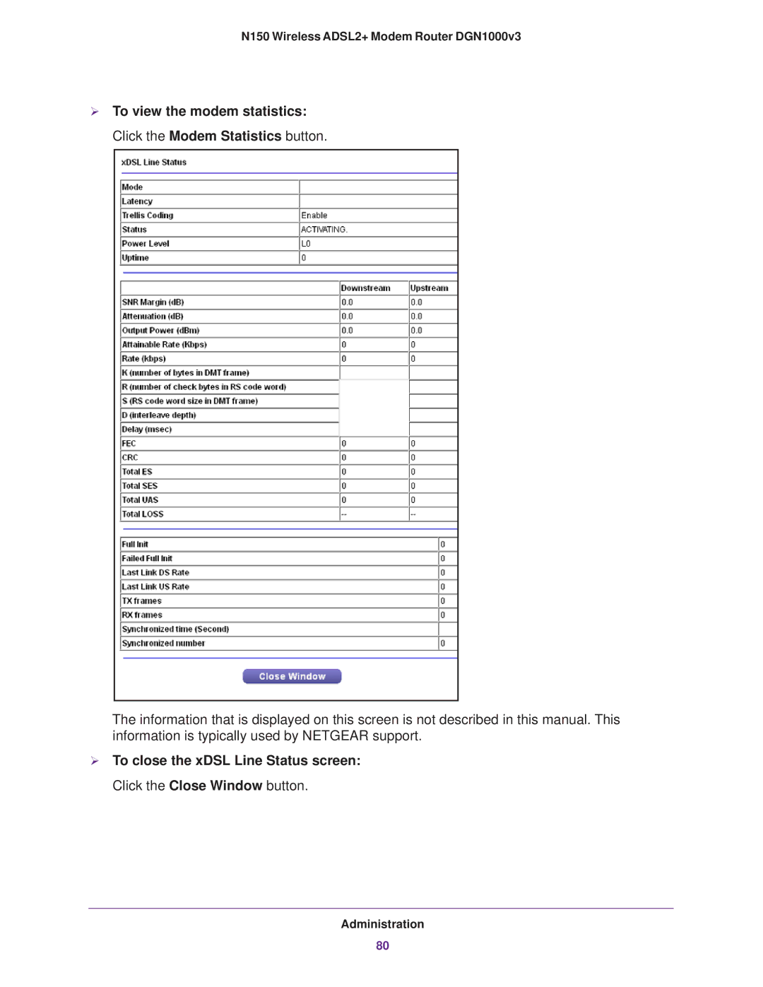 NETGEAR user manual N150 Wireless ADSL2+ Modem Router DGN1000v3 