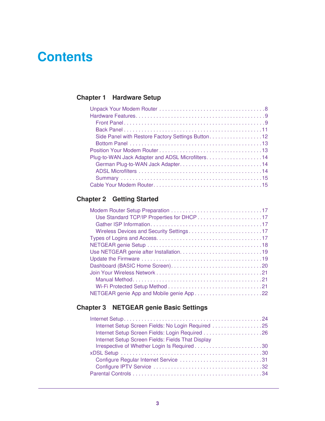 NETGEAR DGN100Bv3 user manual Contents 