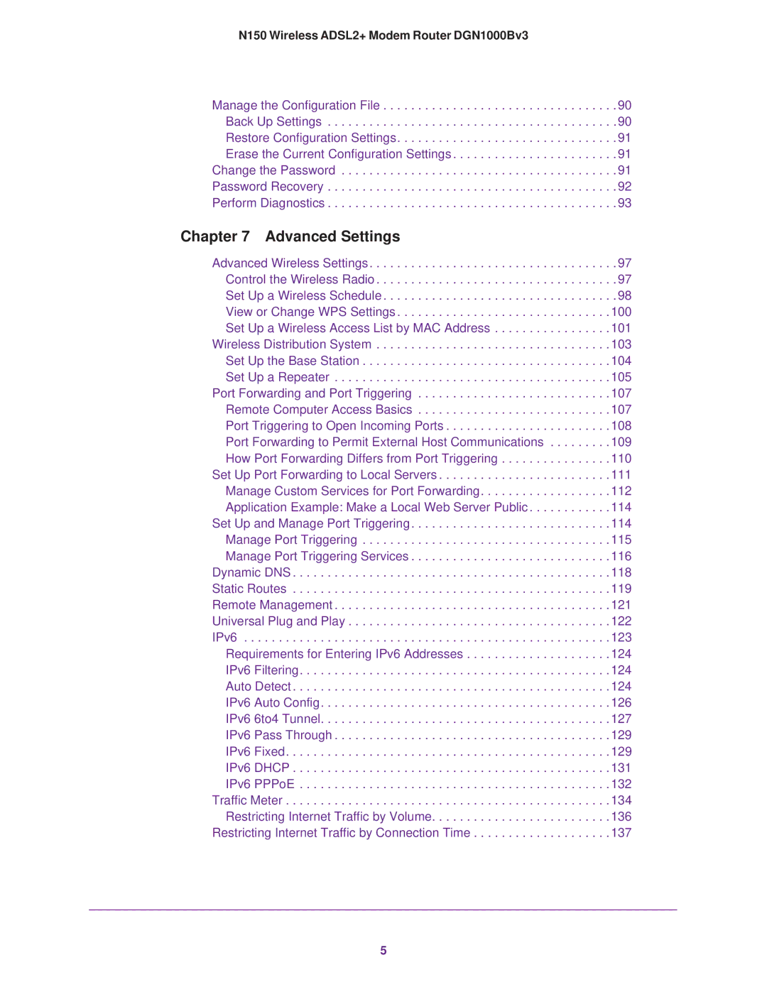 NETGEAR DGN100Bv3 user manual Advanced Settings 