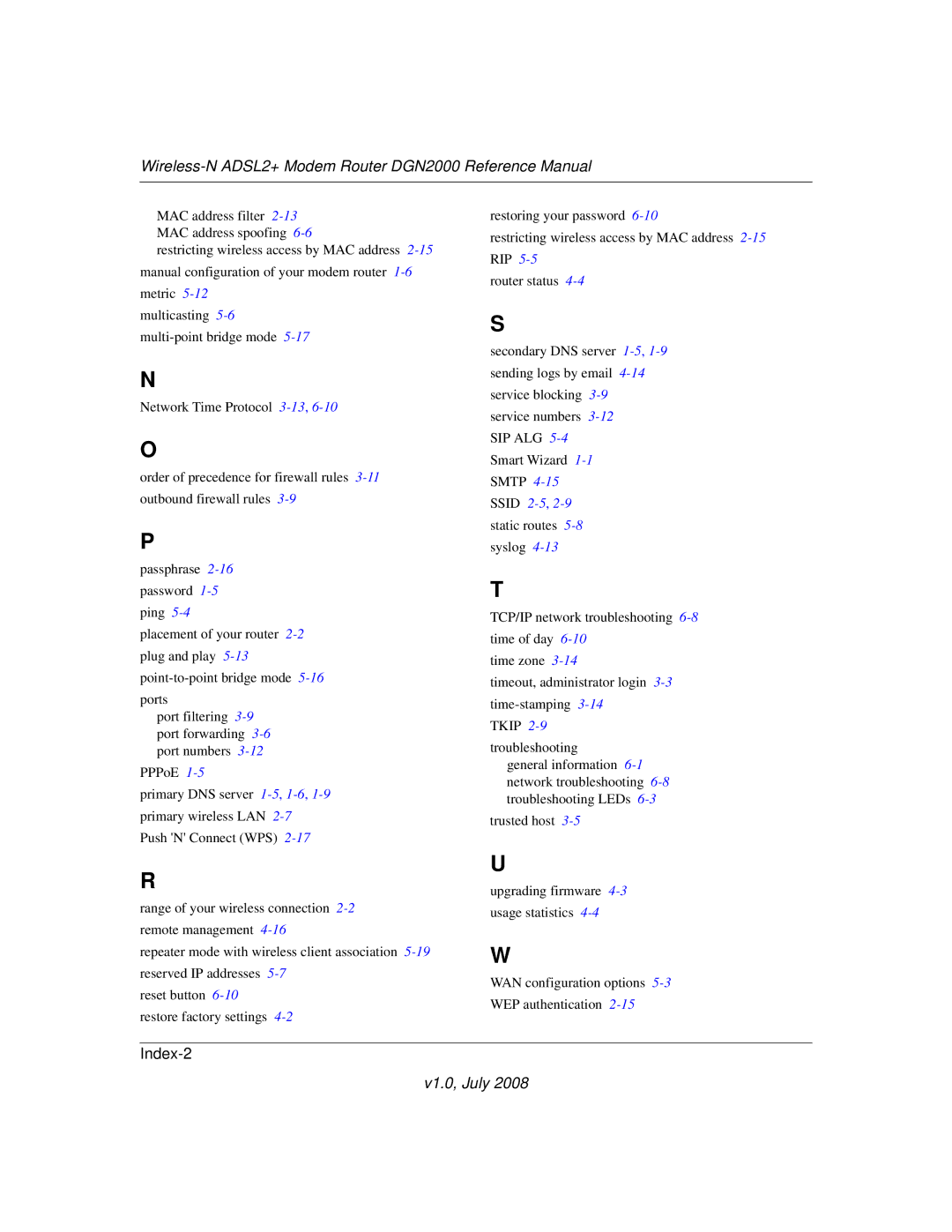 NETGEAR DGN2000 manual Index-2 