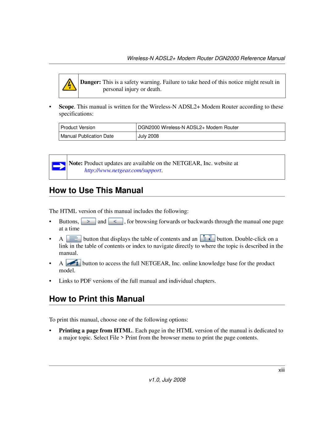 NETGEAR DGN2000 manual How to Use This Manual, How to Print this Manual 