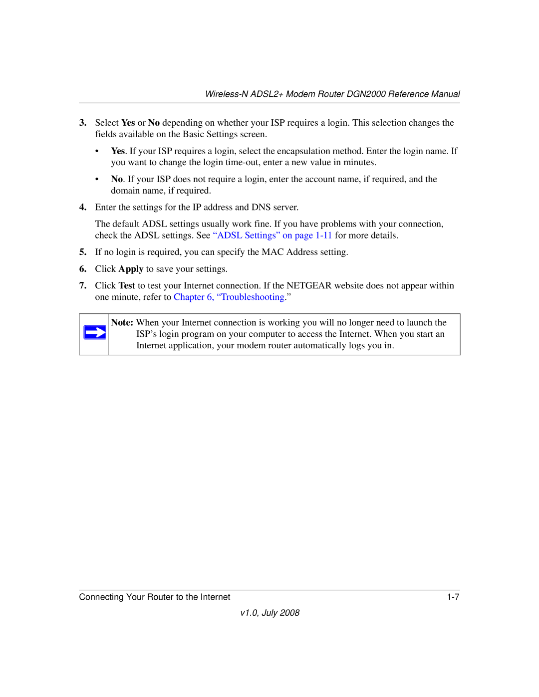 NETGEAR manual Wireless-N ADSL2+ Modem Router DGN2000 Reference Manual 