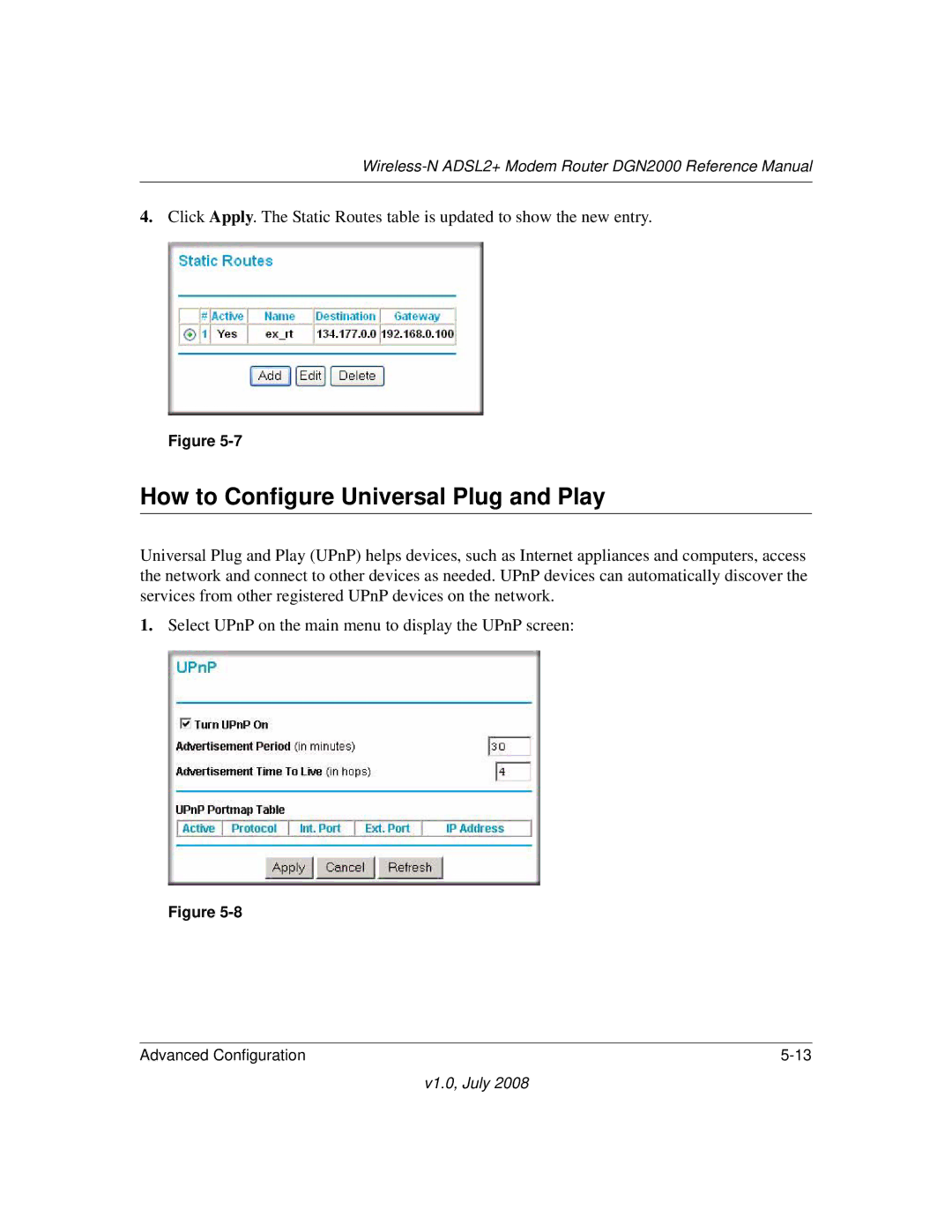 NETGEAR DGN2000 manual How to Configure Universal Plug and Play 