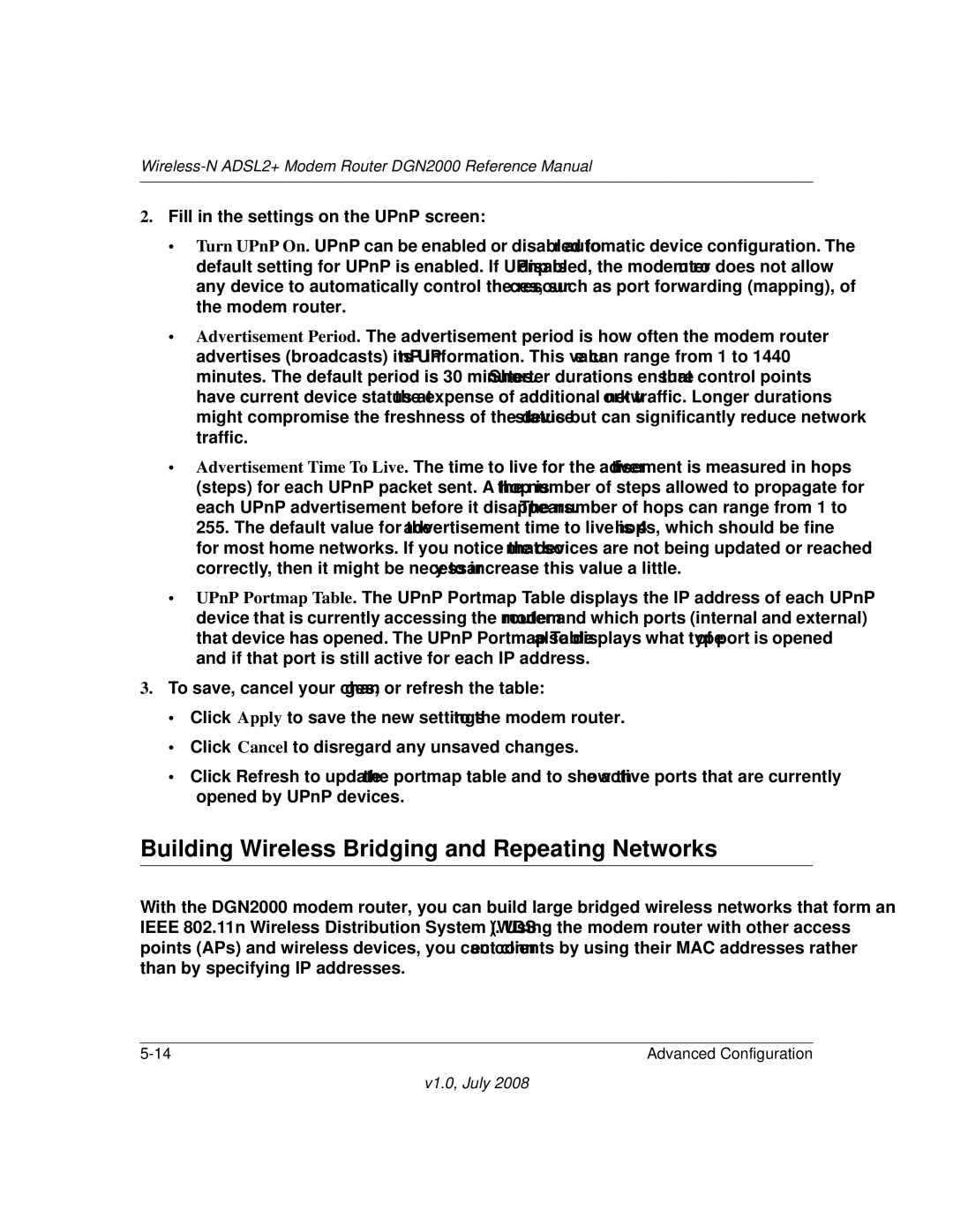 NETGEAR DGN2000 manual Building Wireless Bridging and Repeating Networks 