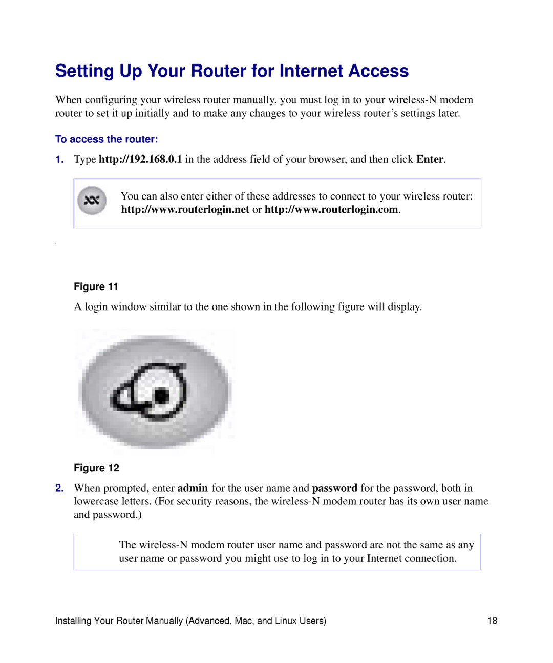 NETGEAR DGN2200 manual Setting Up Your Router for Internet Access 