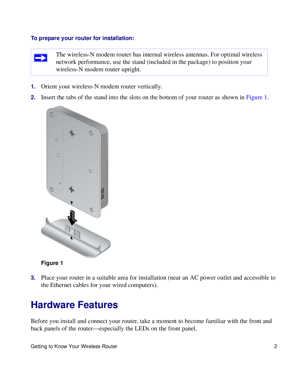 NETGEAR DGN2200 manual Hardware Features 