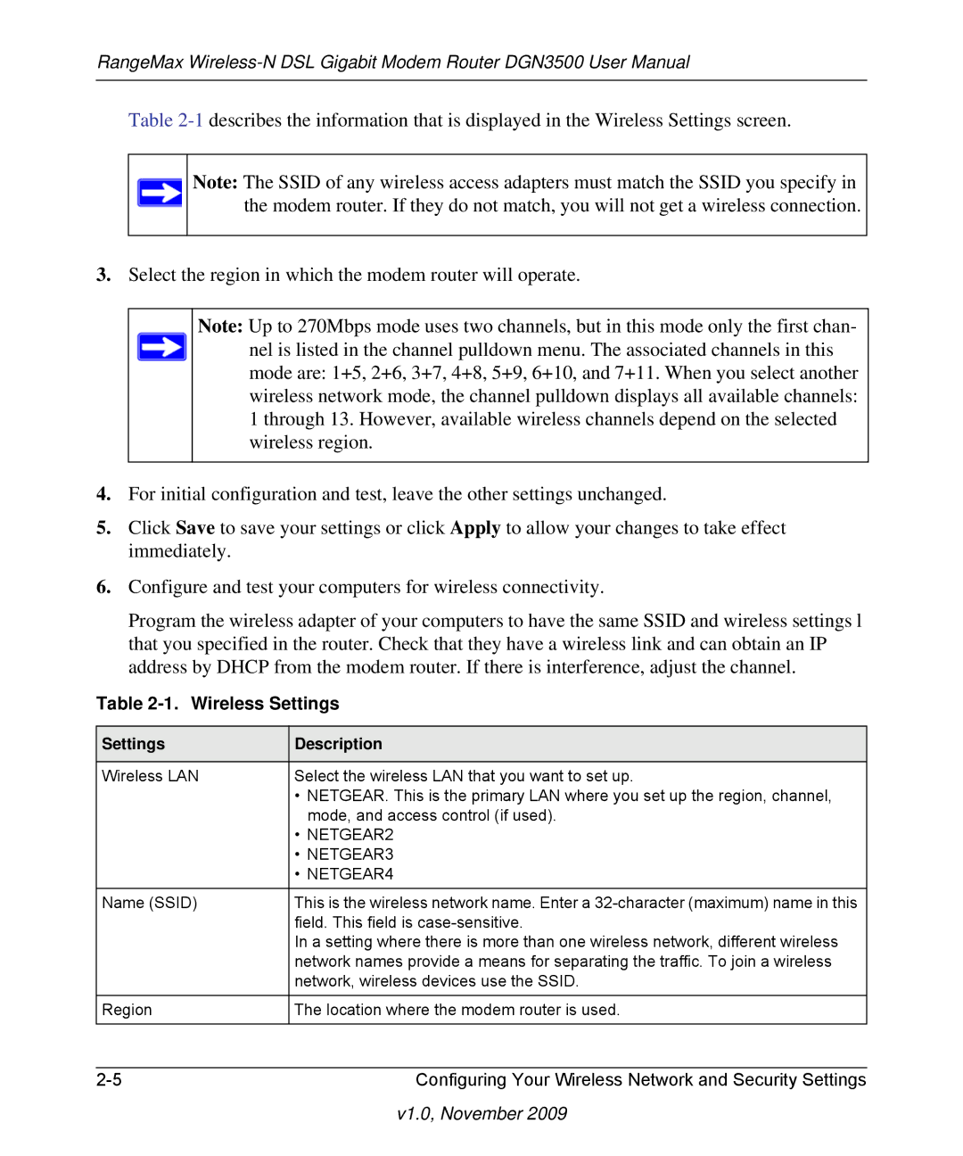 NETGEAR DGN3500-100NAS user manual Wireless Settings, NETGEAR4 