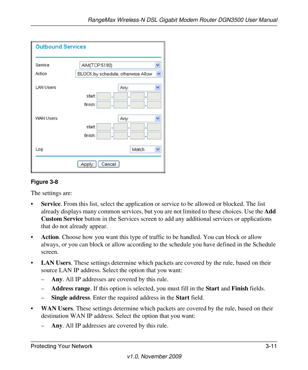 NETGEAR DGN3500-100NAS user manual V1.0, November 