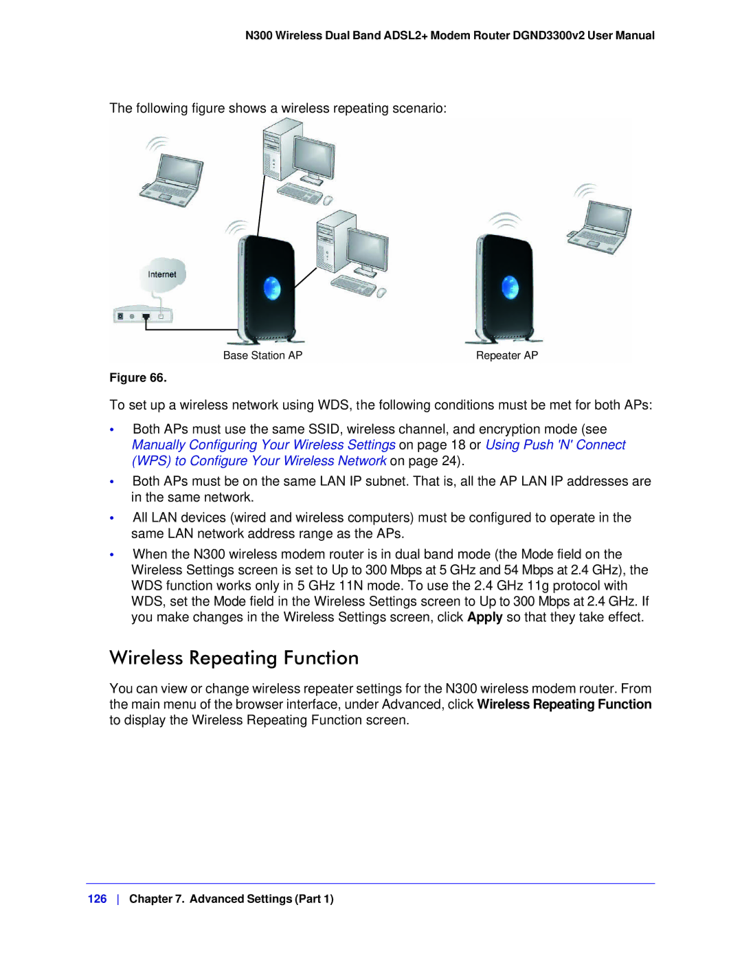 NETGEAR DGND3300-100NAS user manual Wireless Repeating Function 