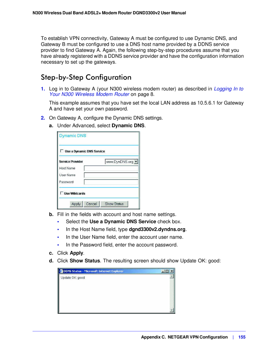 NETGEAR DGND3300-100NAS user manual Step-by-Step Configuration 