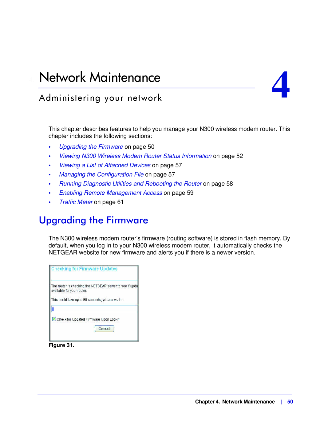 NETGEAR DGND3300-100NAS user manual Network Maintenance, Upgrading the Firmware 