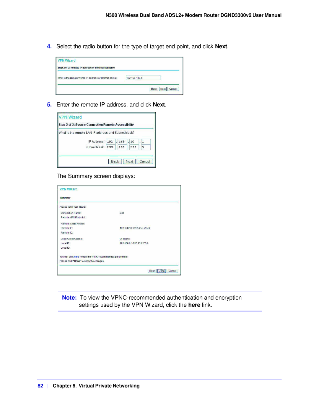 NETGEAR DGND3300-100NAS user manual Virtual Private Networking 