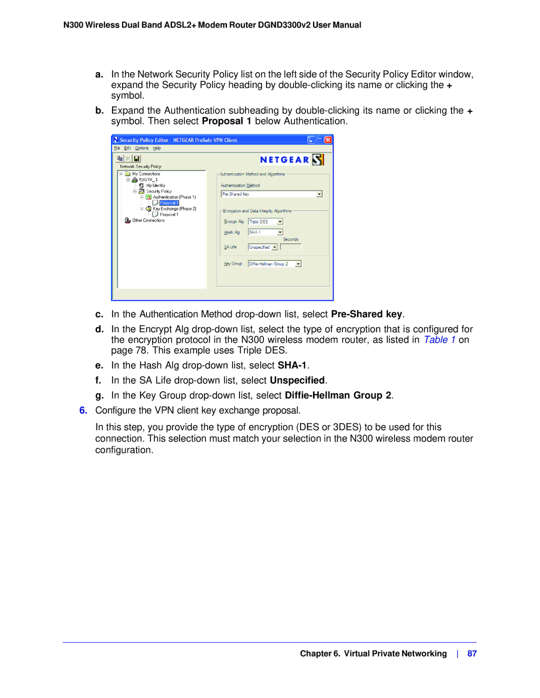 NETGEAR DGND3300-100NAS user manual Virtual Private Networking 