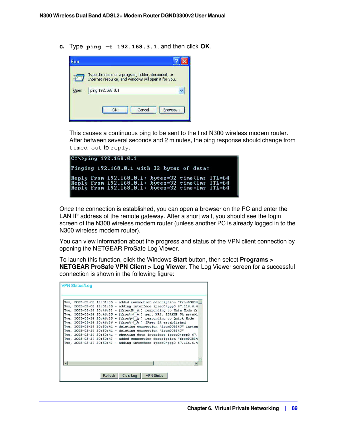 NETGEAR DGND3300-100NAS user manual Virtual Private Networking 