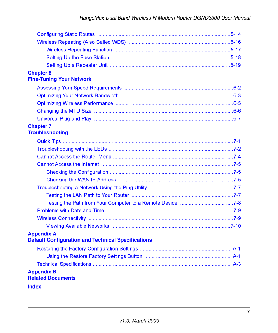 NETGEAR DGND3300 user manual Appendix B Related Documents Index 