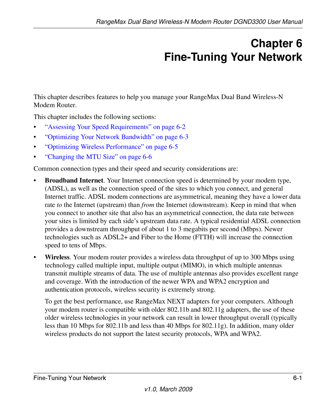 NETGEAR DGND3300 user manual Chapter Fine-Tuning Your Network 