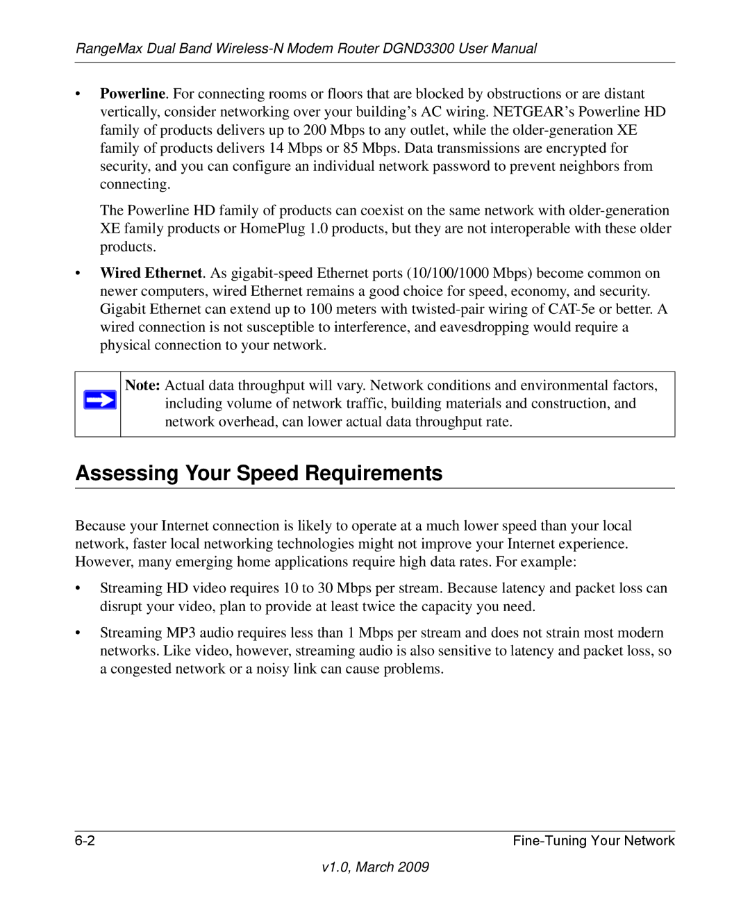 NETGEAR DGND3300 user manual Assessing Your Speed Requirements 