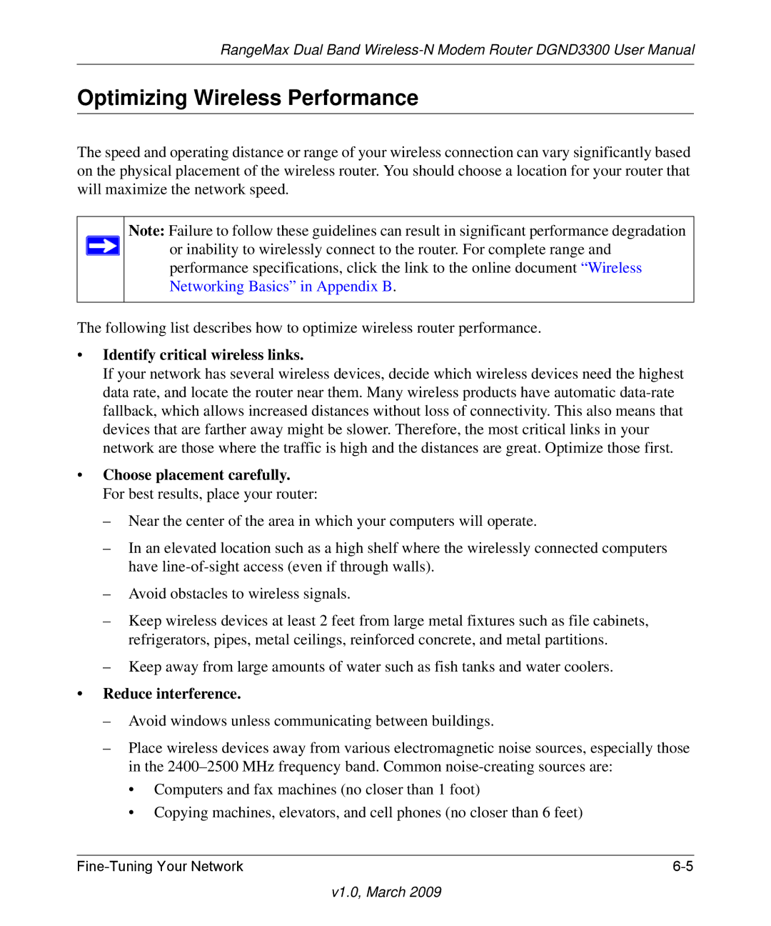 NETGEAR DGND3300 user manual Optimizing Wireless Performance, Identify critical wireless links 