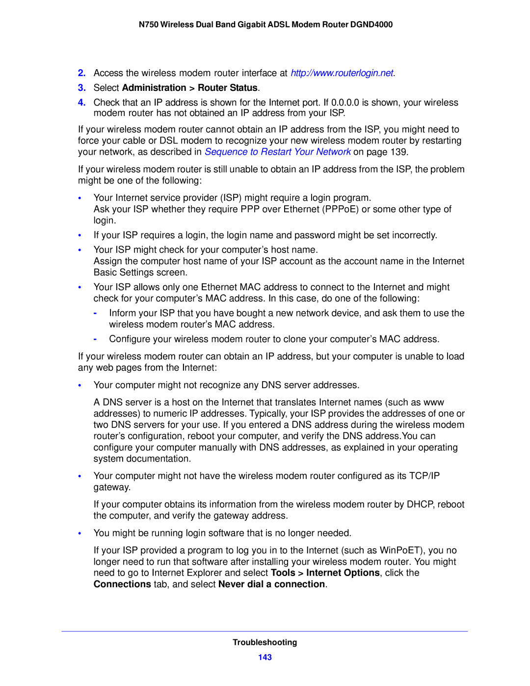 NETGEAR DGND4000-100NAS user manual Select Administration Router Status 