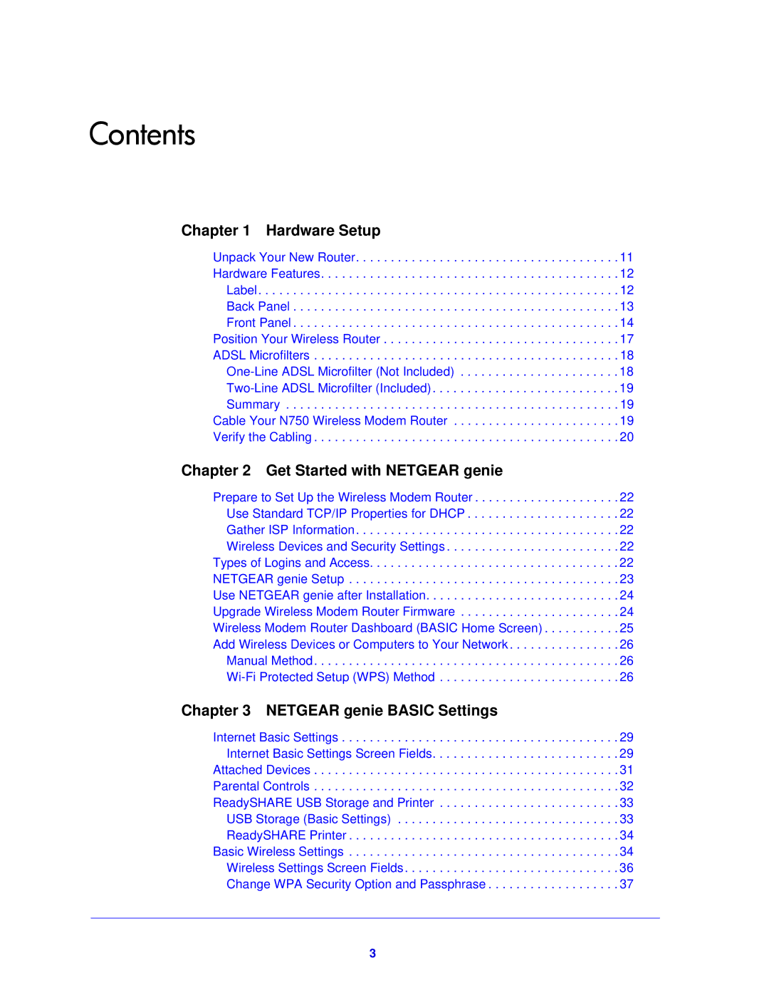 NETGEAR DGND4000-100NAS user manual Contents 