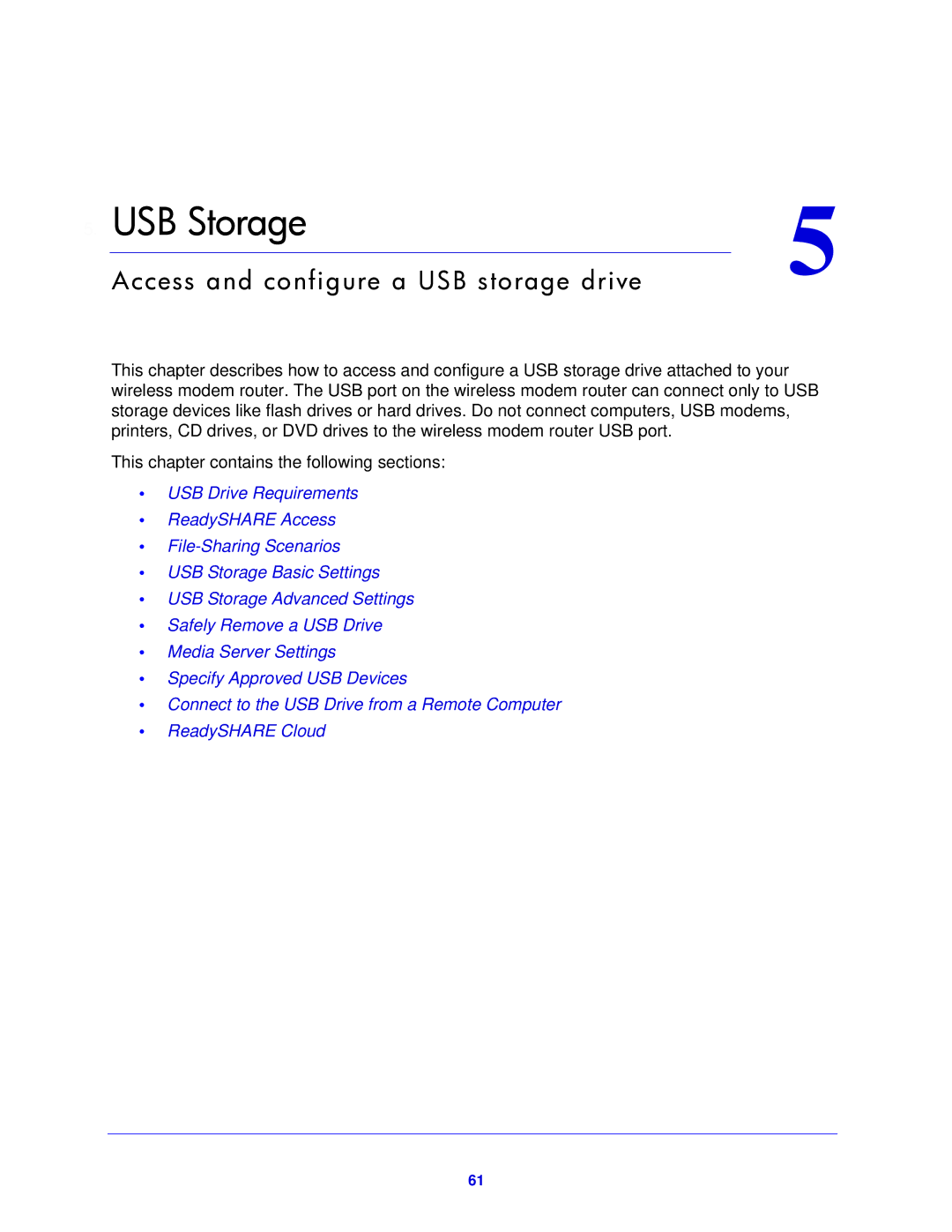 NETGEAR DGND4000-100NAS user manual USB Storage 