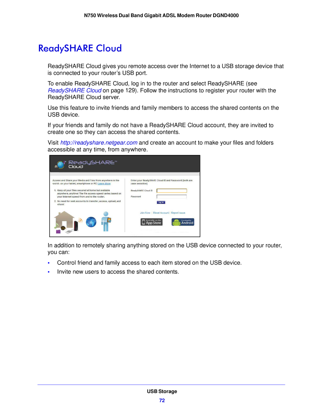 NETGEAR DGND4000-100NAS user manual ReadySHARE Cloud 