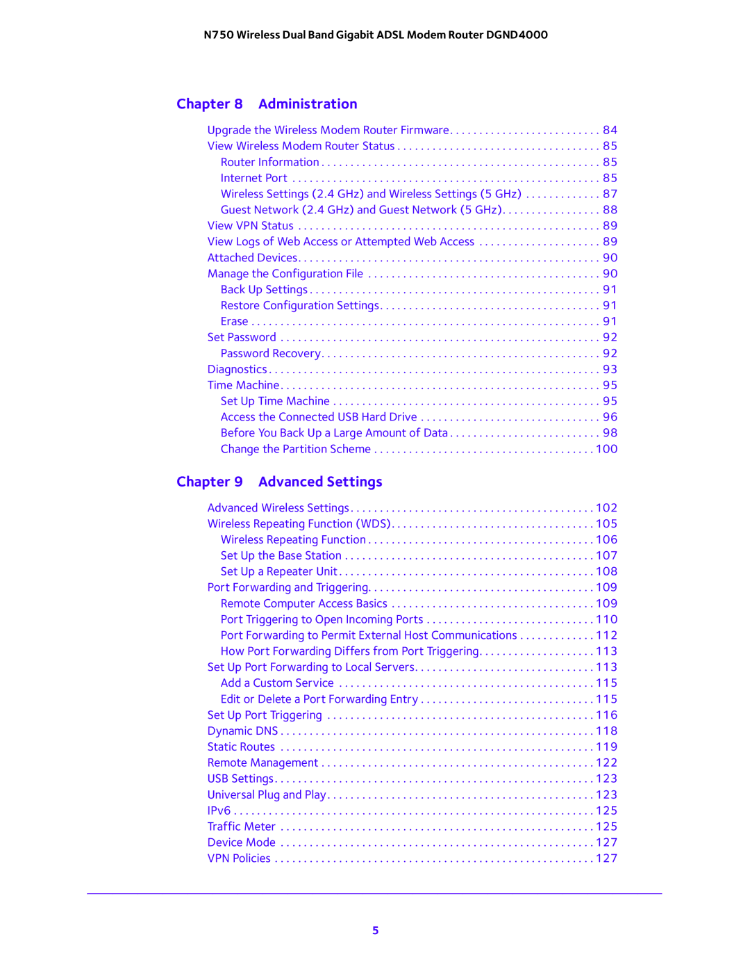 NETGEAR DGND4000 user manual Administration 