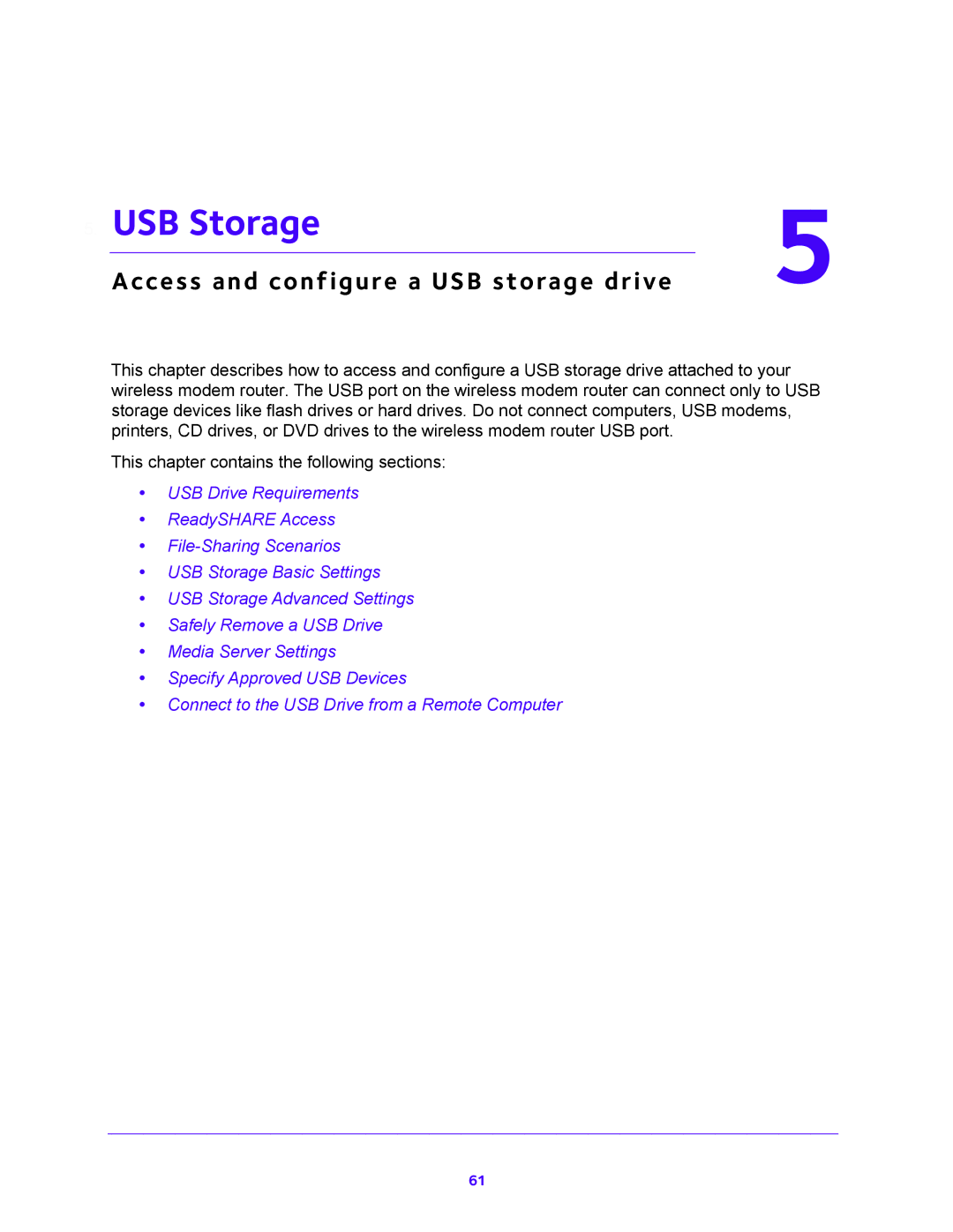 NETGEAR DGND4000 user manual USB Storage, Access and configure a USB storage drive 