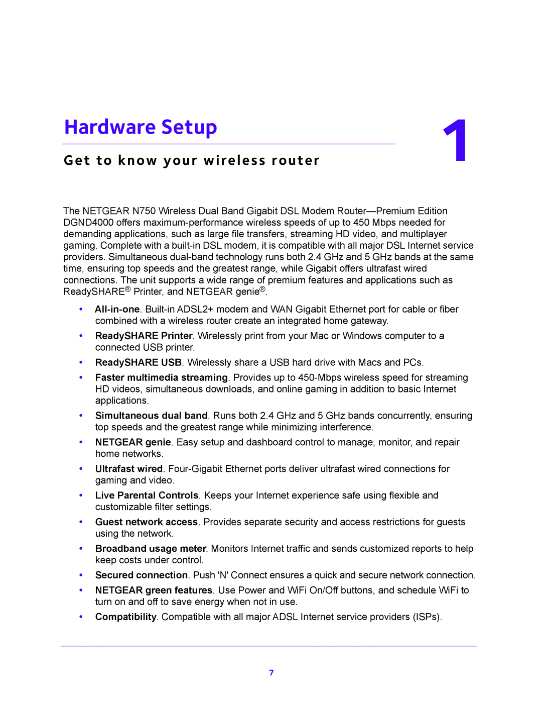 NETGEAR DGND4000 user manual Hardware Setup, Get to know your wireless router 