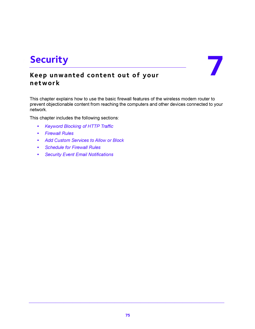 NETGEAR DGND4000 user manual Security, Keep unwanted content out of your 