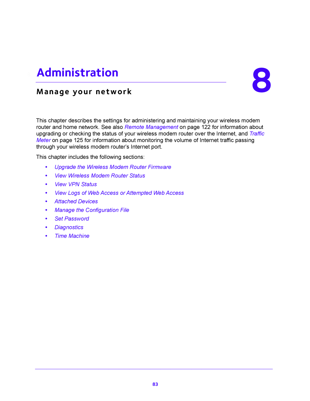 NETGEAR DGND4000 user manual Administration, Manage your network 