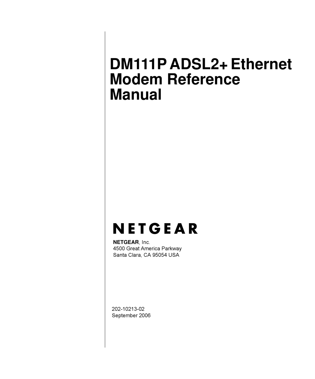 NETGEAR manual DM111P ADSL2+ Ethernet Modem Reference Manual 