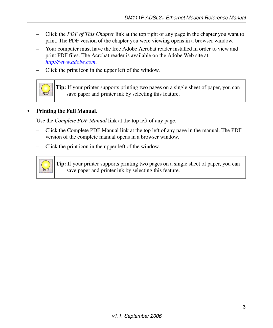 NETGEAR DM111P manual Printing the Full Manual 