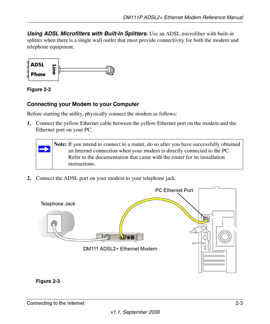 NETGEAR DM111P manual Connecting your Modem to your Computer, Adsl Phone Line 