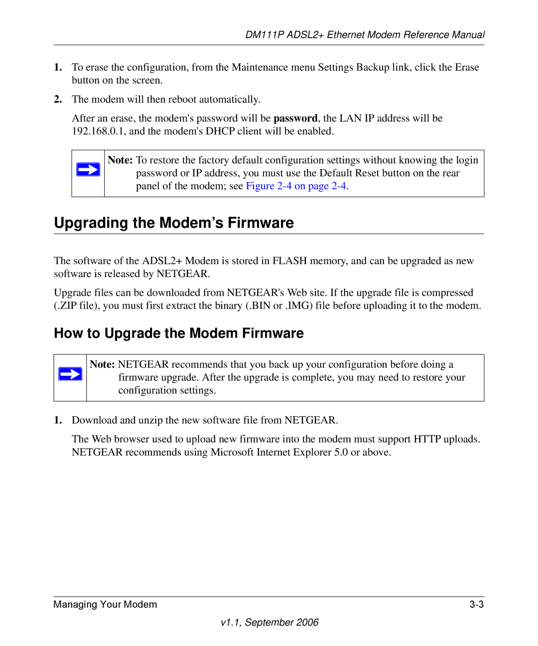 NETGEAR DM111P manual Upgrading the Modem’s Firmware, How to Upgrade the Modem Firmware 