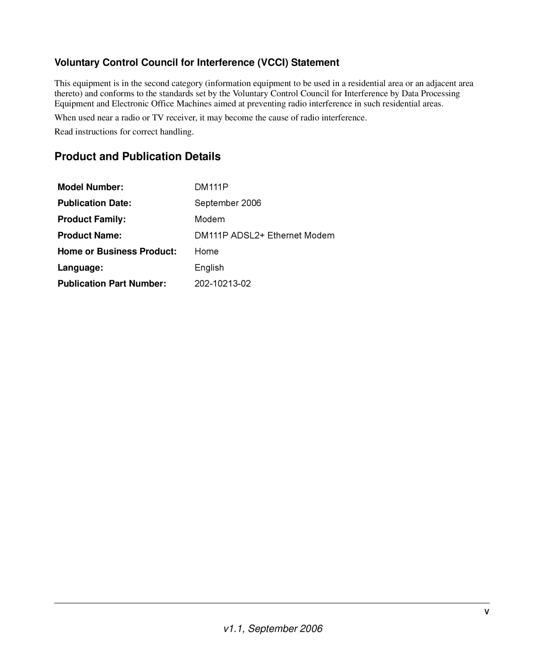 NETGEAR DM111P manual Product and Publication Details, Voluntary Control Council for Interference Vcci Statement 