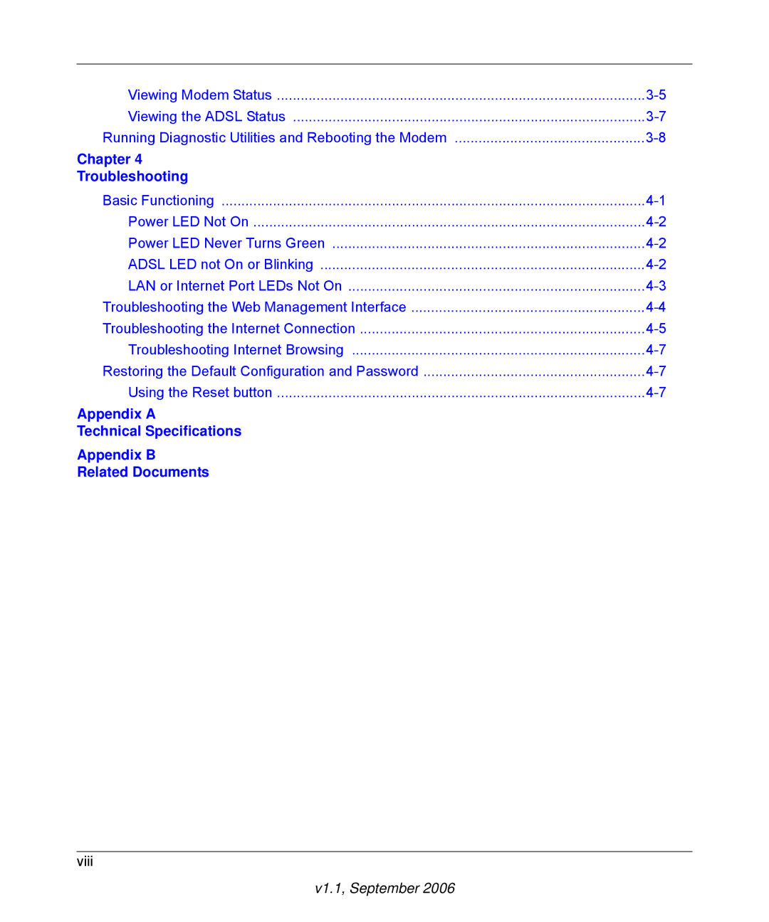 NETGEAR DM111P manual Chapter Troubleshooting 