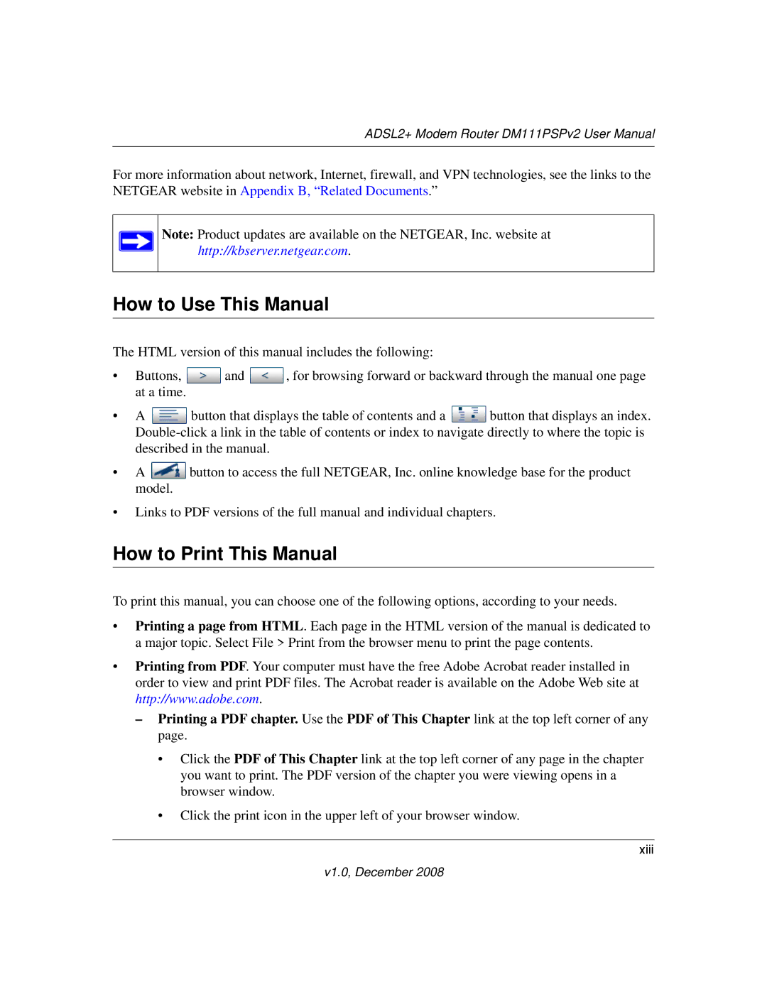 NETGEAR DM111PSPv2 user manual How to Use This Manual, How to Print This Manual 