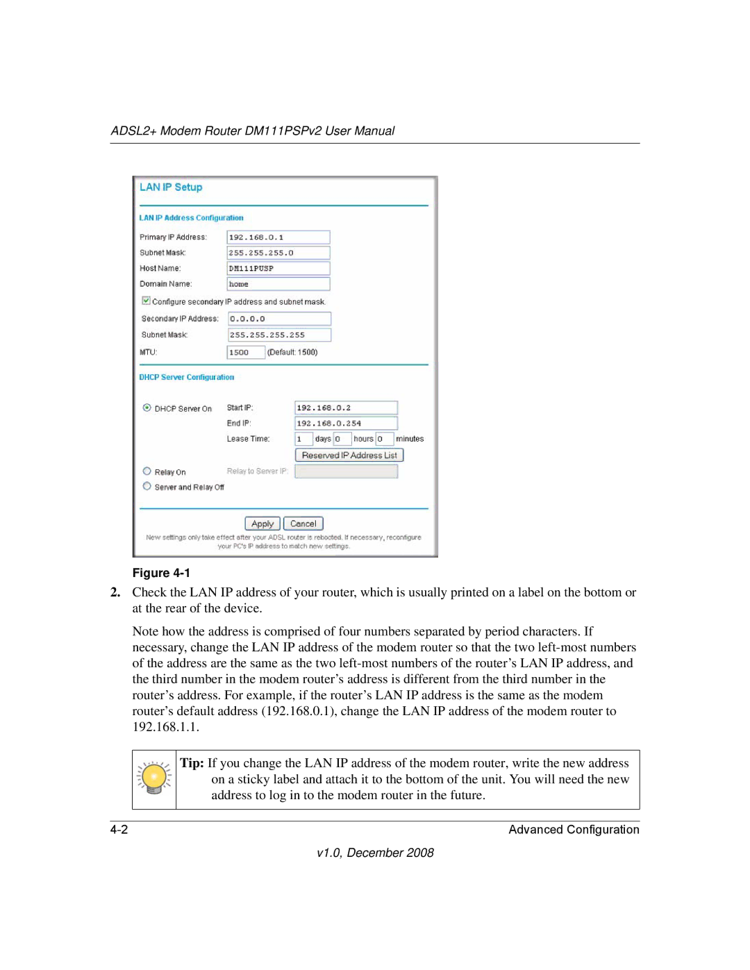 NETGEAR DM111PSPv2 user manual Advanced Configuration 