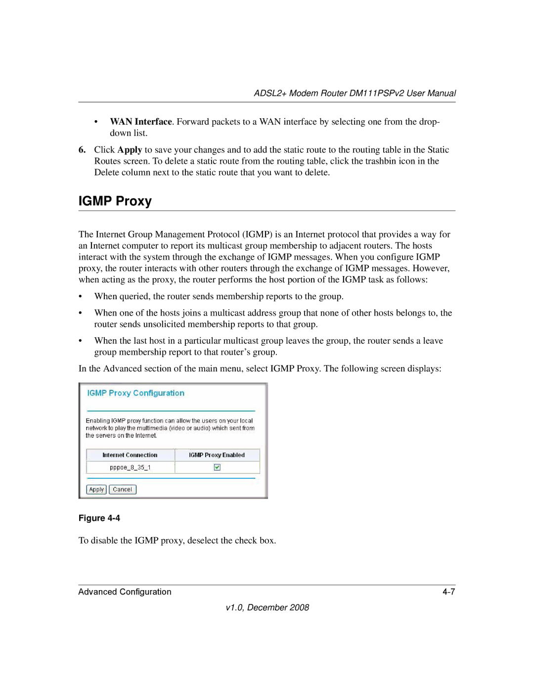 NETGEAR DM111PSPv2 user manual Igmp Proxy 