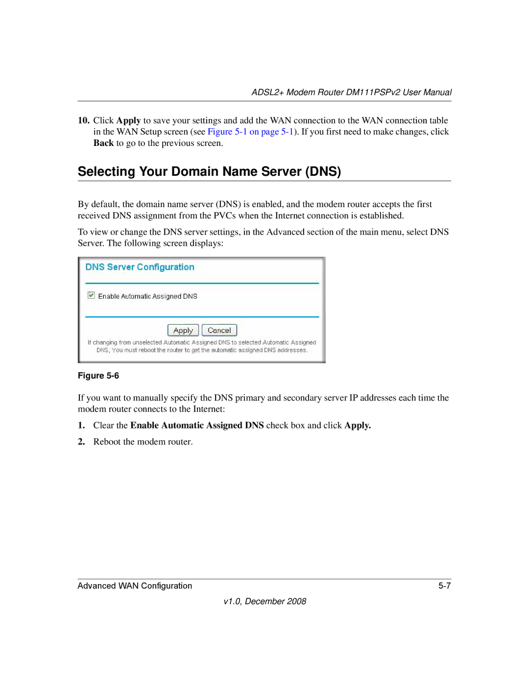 NETGEAR DM111PSPv2 user manual Selecting Your Domain Name Server DNS 