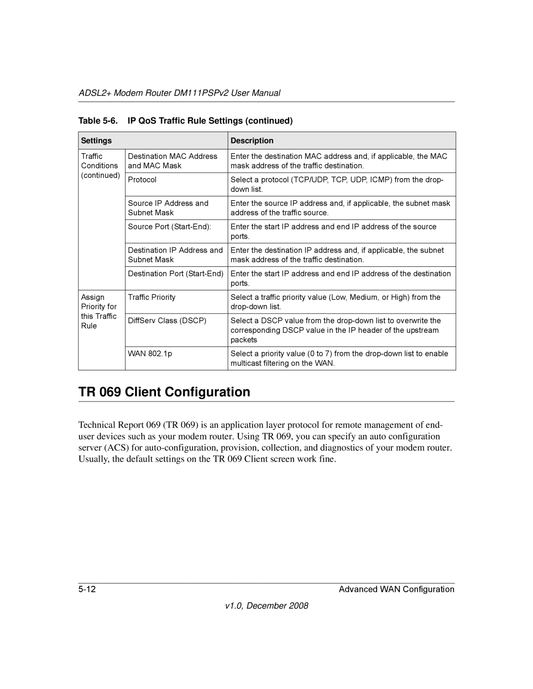 NETGEAR DM111PSPv2 user manual TR 069 Client Configuration 