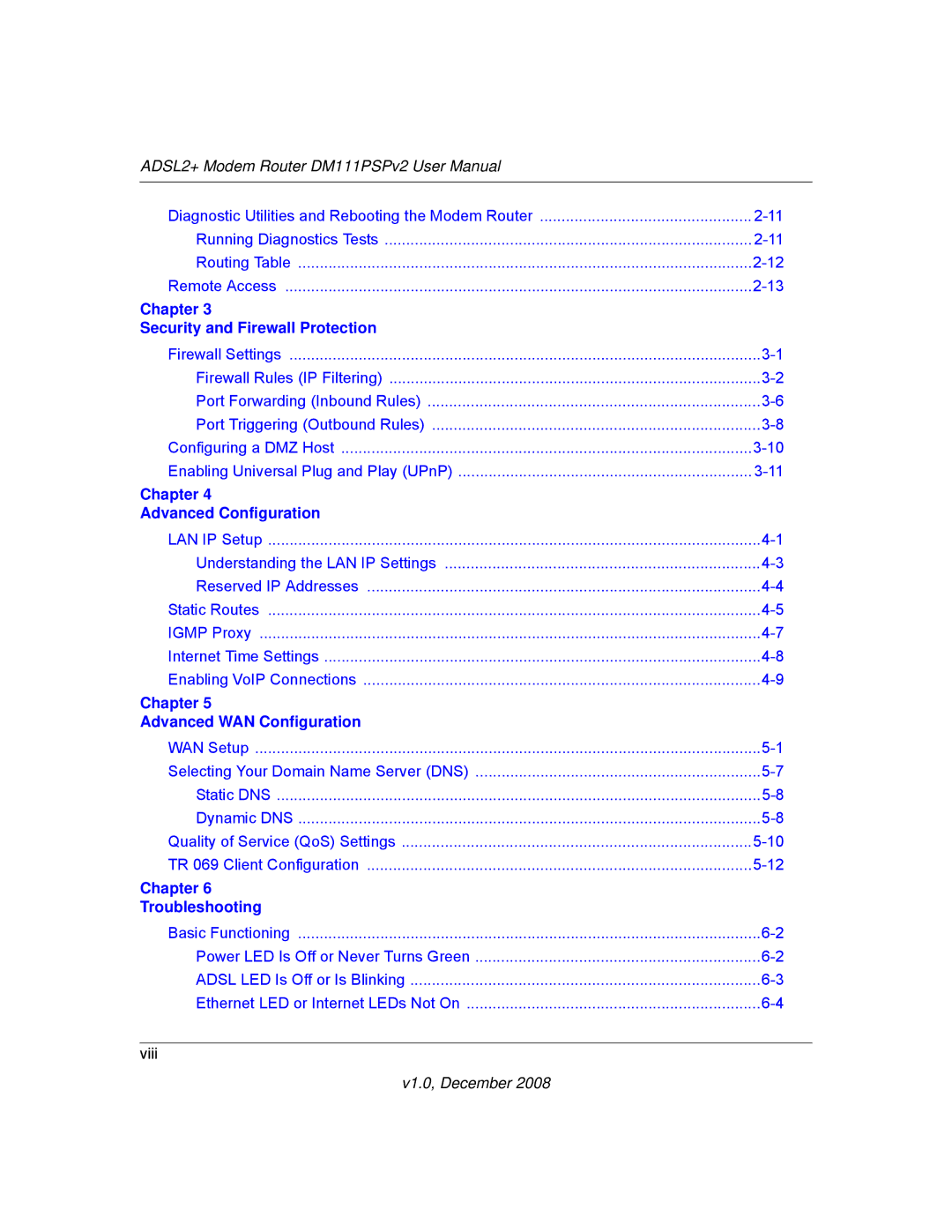 NETGEAR DM111PSPv2 user manual Chapter Security and Firewall Protection 