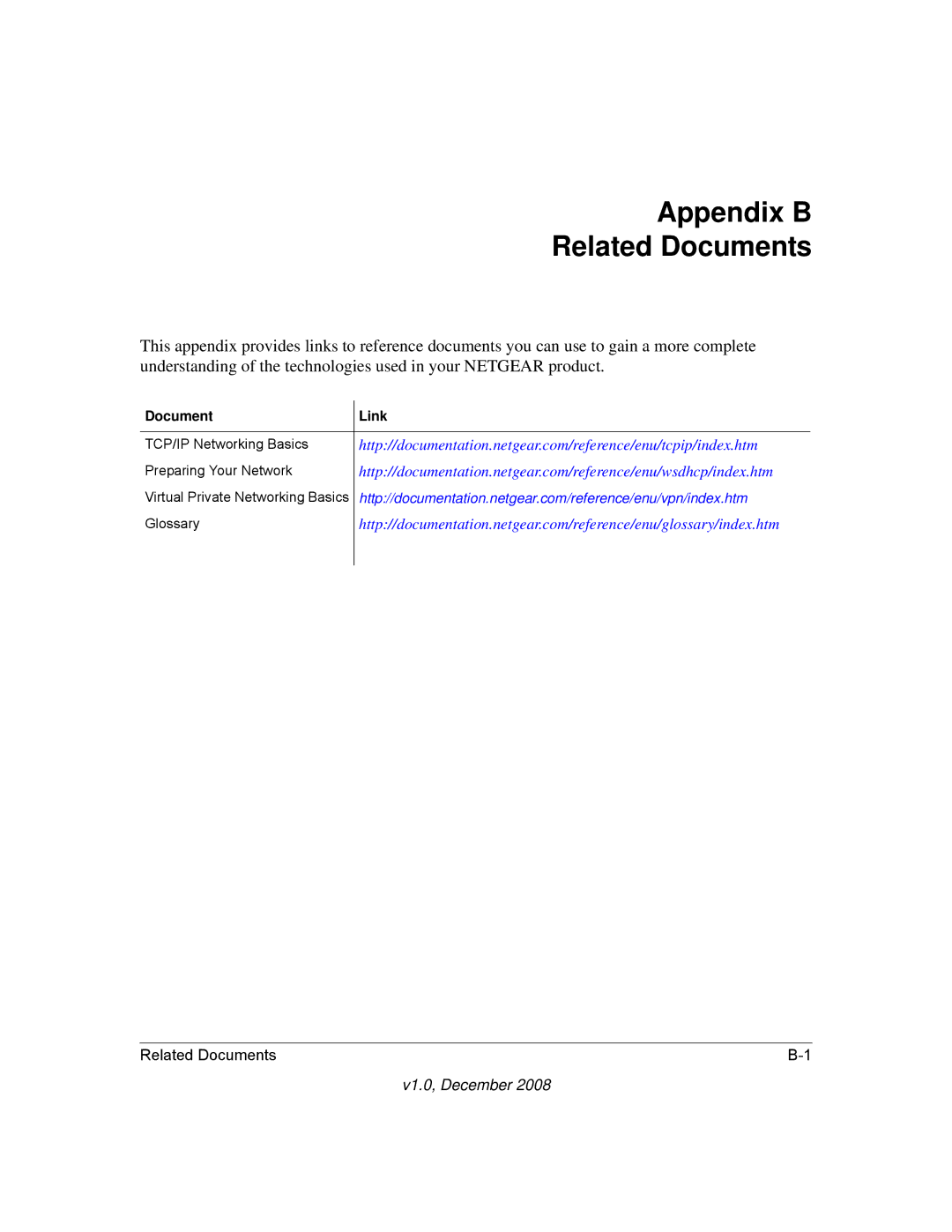 NETGEAR DM111PSPv2 user manual Appendix B Related Documents, Document Link 