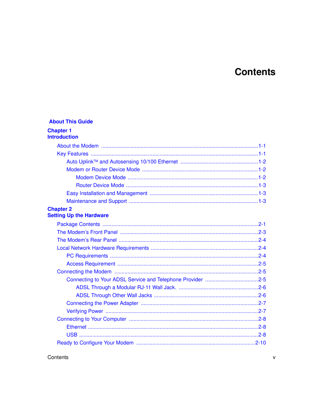 NETGEAR DM602 manual Contents 