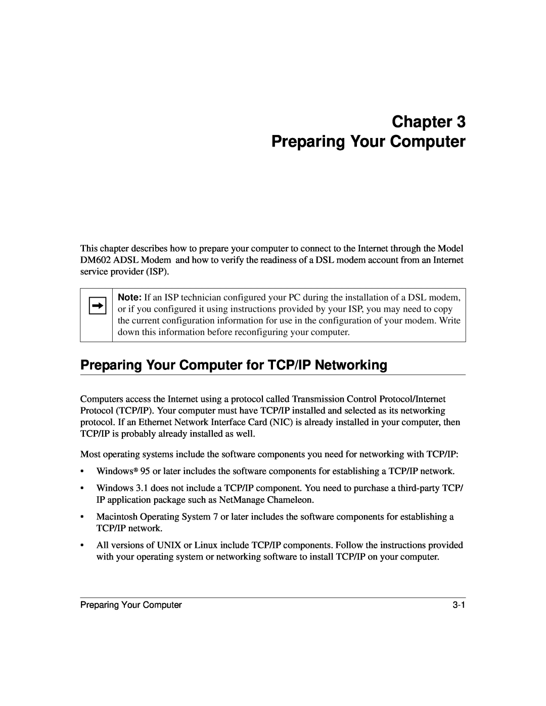 NETGEAR DM602 manual Chapter Preparing Your Computer, Preparing Your Computer for TCP/IP Networking 