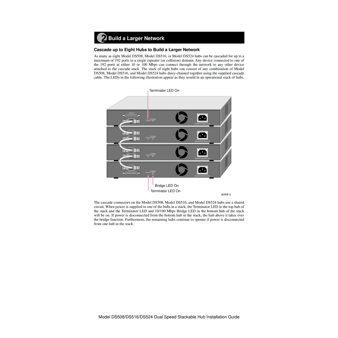 NETGEAR DS508 manual Cascade up to Eight Hubs to Build a Larger Network 