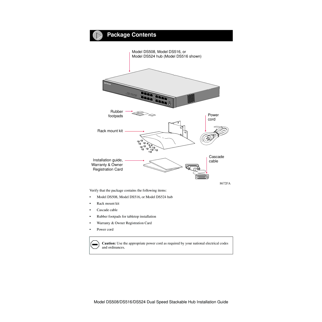 NETGEAR DS508 manual Package Contents 