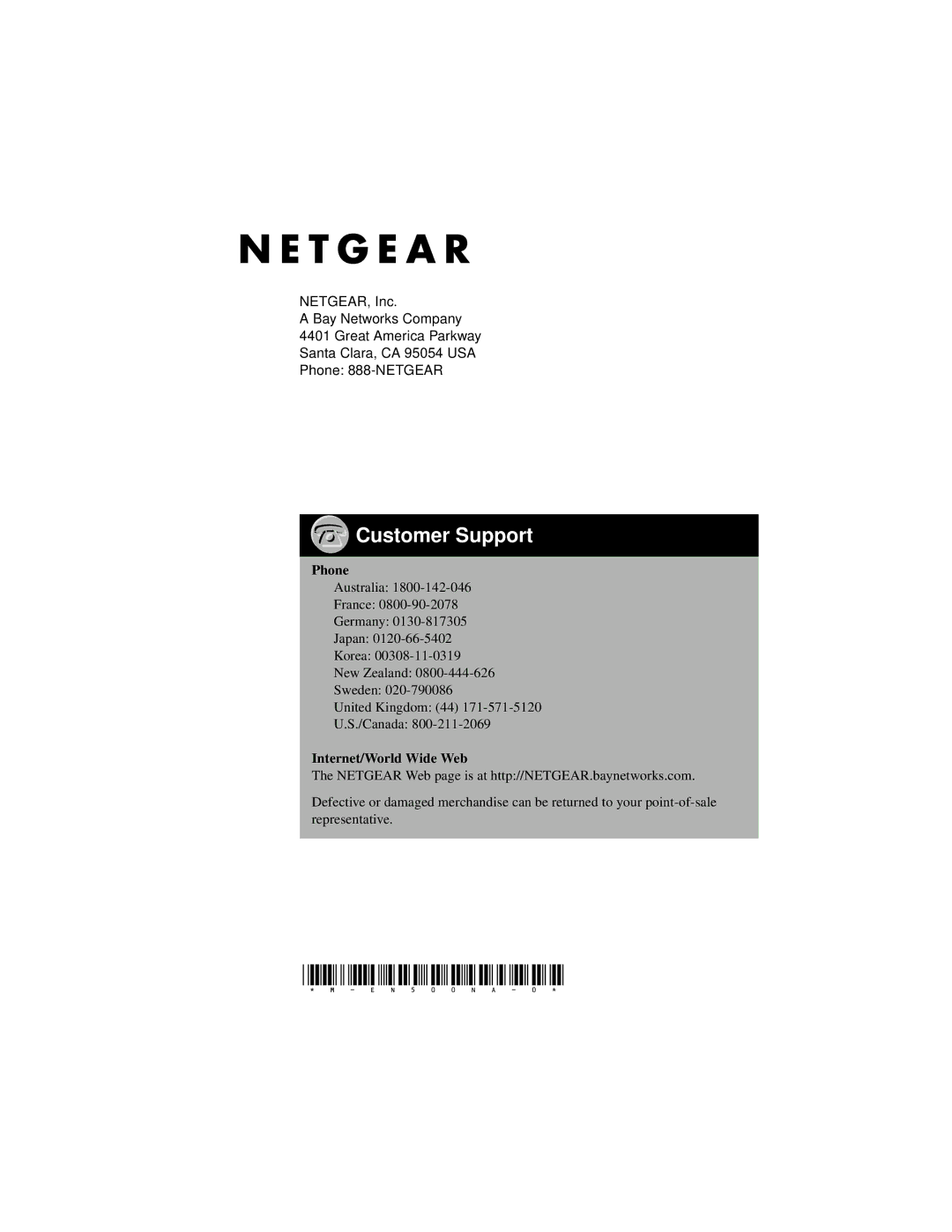 NETGEAR EN524, EN516 manual EN500NA-0 