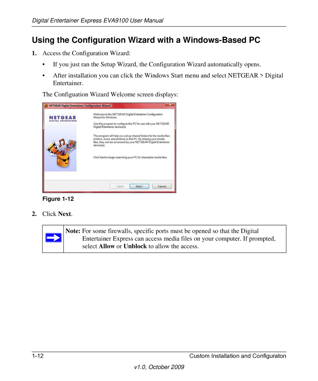 NETGEAR EVA9100 user manual Using the Configuration Wizard with a Windows-Based PC 